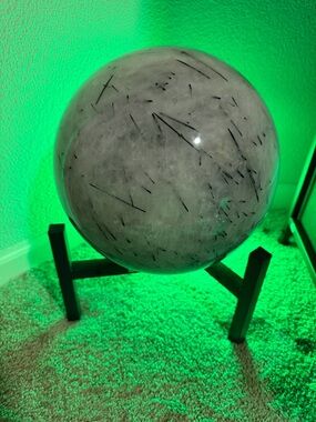 Huge Rare Gem Crystal Sphere Polished Black Tourmaline Quartz 71 pounds 890mm